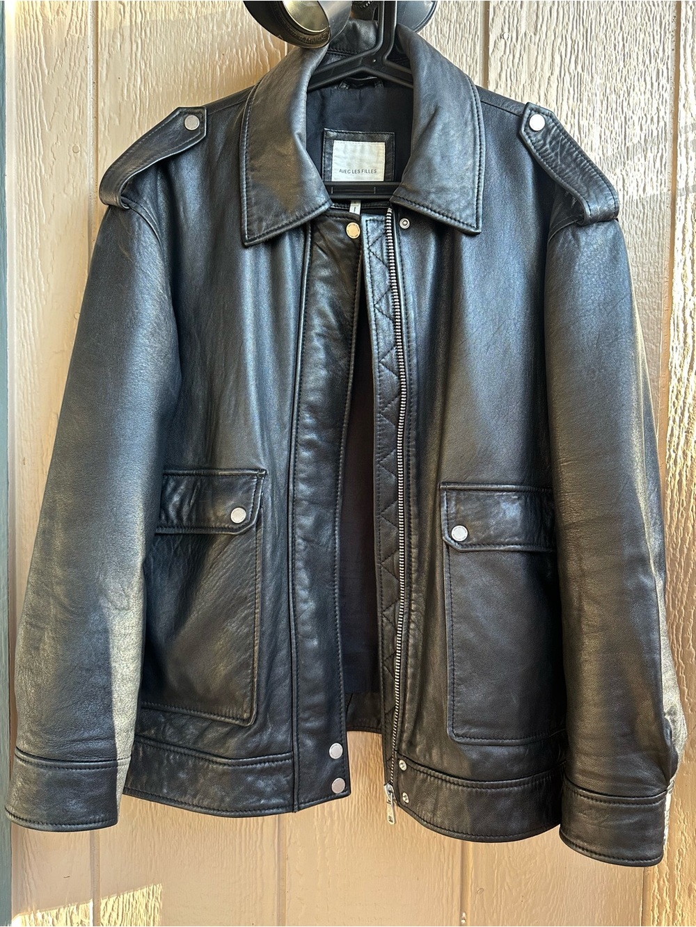 Avec Les Filles genuin leather aviator jacket